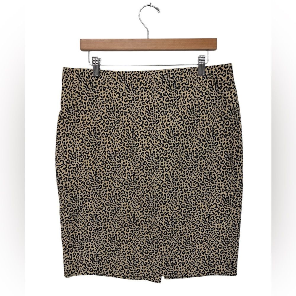 J. Crew | Brown Black Animal Leopard Print Midi‎ Pencil Skirt Lined 12